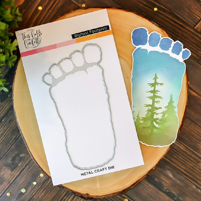 This Calls For Confetti Bigfoot Footprint Outline Die