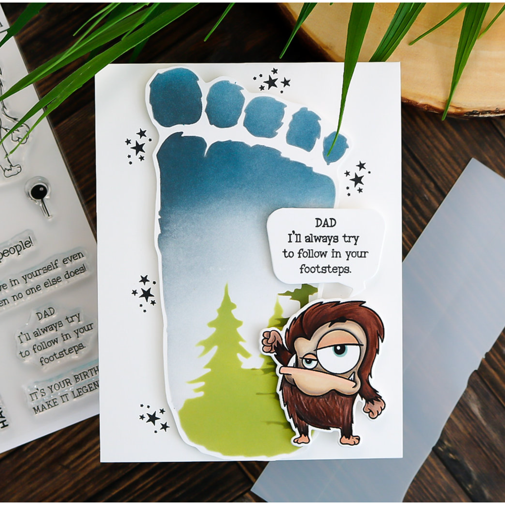 This Calls For Confetti Bigfoot Footprint Stencil and Outline Die Set dad