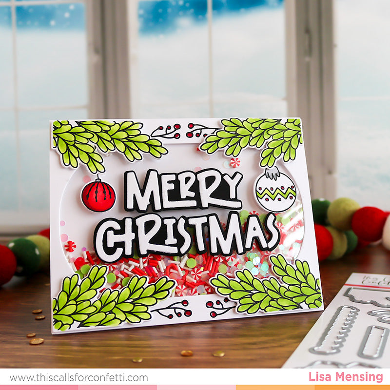 This Calls For Confetti Boughs Of Holly Outline Dies shaker card