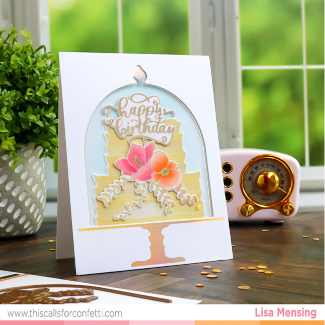 This Calls For Confetti Cloche Hot Floil Plates and Outline Dies happy birthday