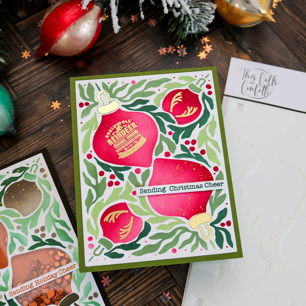 This Calls For Confetti Deck The Halls Layering Stencils and Die Set ornaments