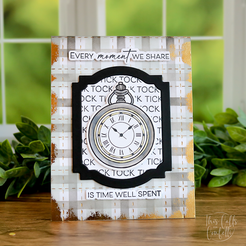 This Calls For Confetti Every Moment Clear Stamp and Die Set plaid background