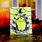 This Calls For Confetti Framed In Fright Dies black and white pumpkin card