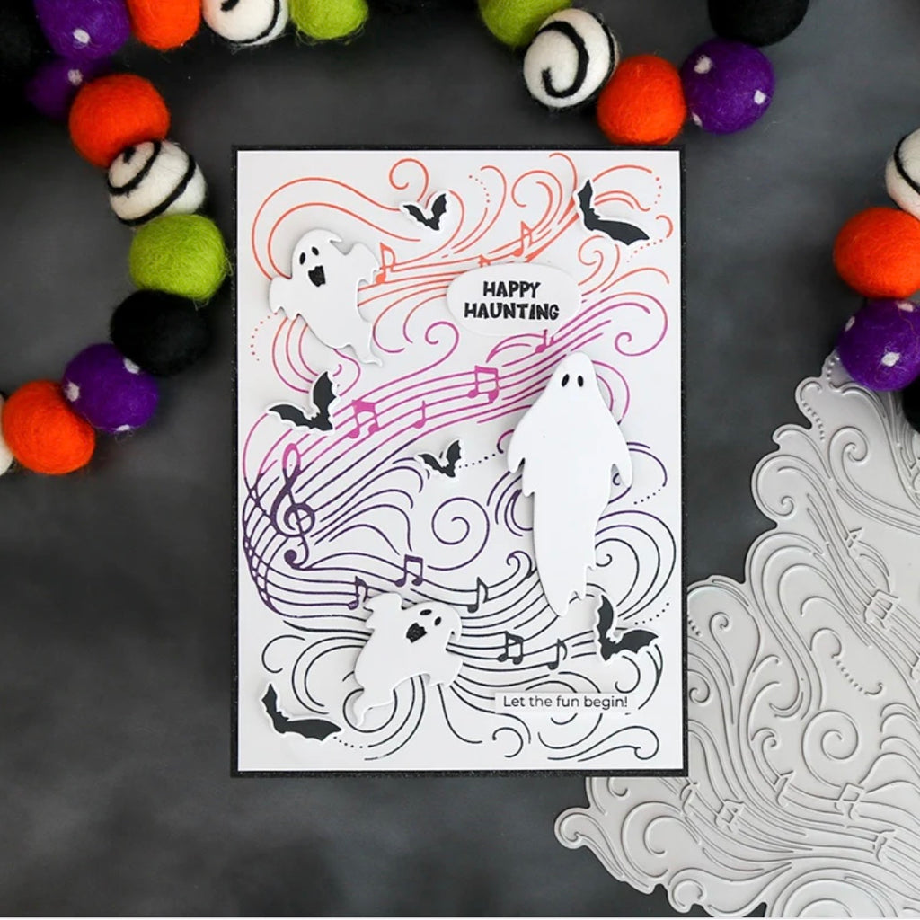 This Calls For Confetti Halloween Chatter Clear Stamp and Chatty A2 Cover Plate Die Set happy haunting card