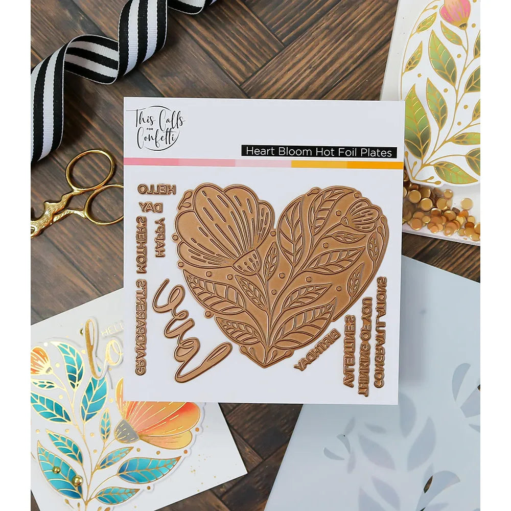 This Calls For Confetti Heart Bloom Hot Foil Plates