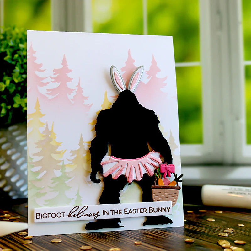 This Calls For Confetti Hop Into The Unexpected Clear Stamps bigfoot holding basket