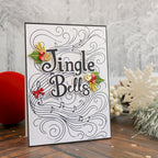 This Calls For Confetti Jingle Bells Dies black and white background gold bells card