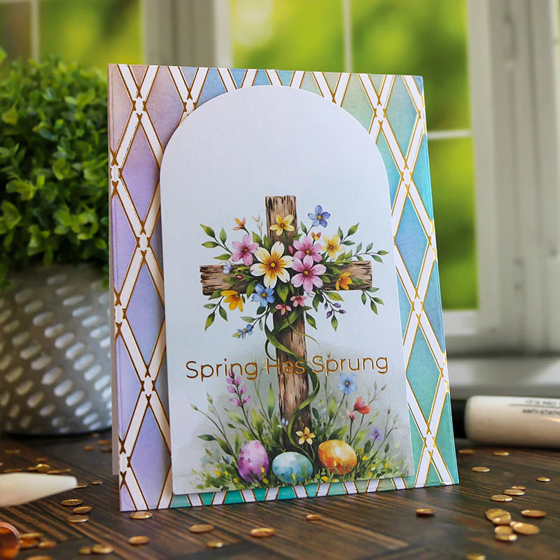 This Calls For Confetti Lattice Lines Stencil pastel colors