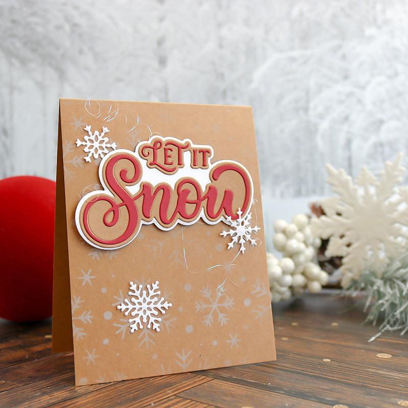 This Calls For Confetti Let It Snow Dies brown kraft paper snowflakes card