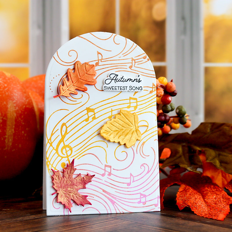 This Calls For Confetti Lingering Notes Press and Foil Plate autumn leaves card