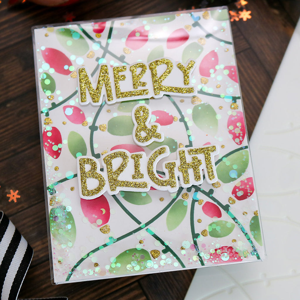 This Calls For Confetti Merry and Bright Christmas Words Dies shaker card