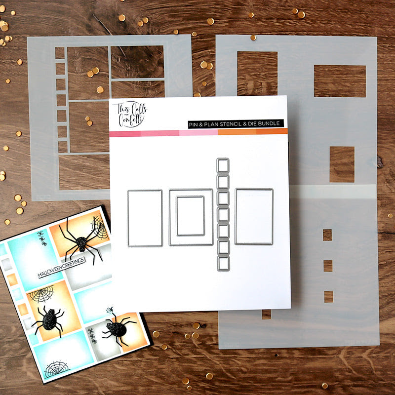 This Calls For Confetti Pin and Plan Stencil Die Bundle