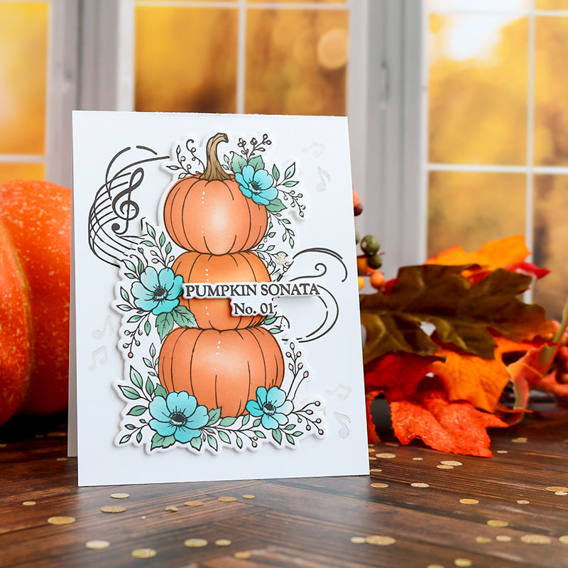This Calls For Confetti Pumpkin Sonata No. 01 Dies blue flowers card