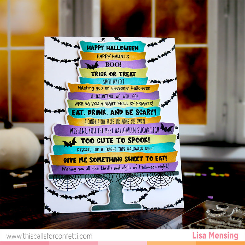 This Calls For Confetti Spooky Sweet Sentiments Clear Stamps bats