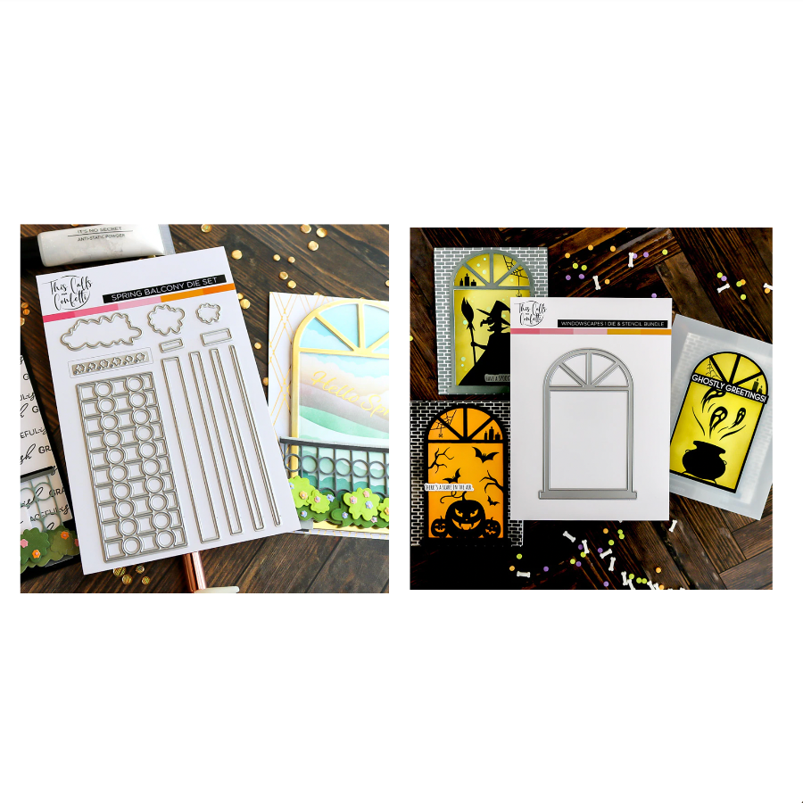 This Calls For Confetti Spring Balcony and Windowscapes 1 Stencil and Die Set
