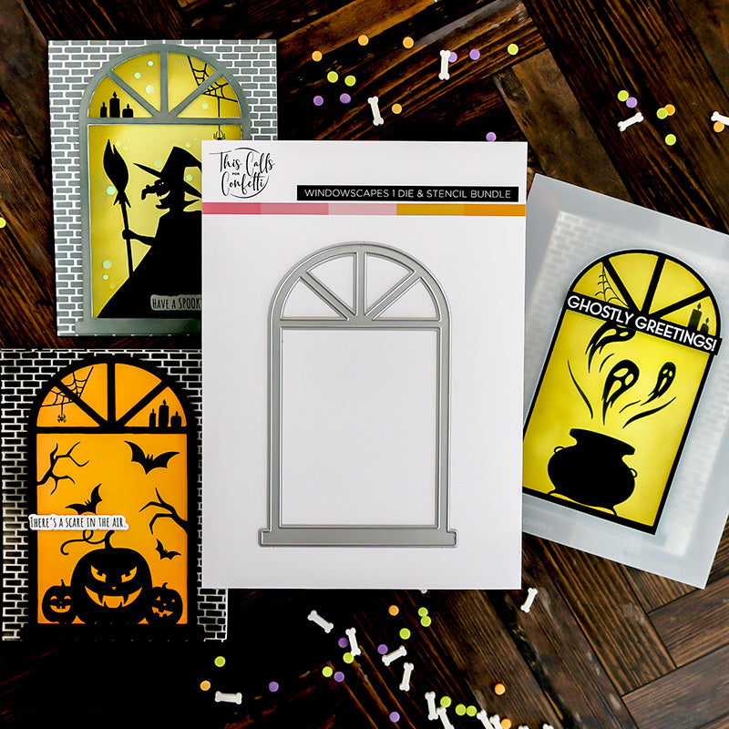 This Calls For Confetti Windowscapes 1 Stencil and Die Bundle