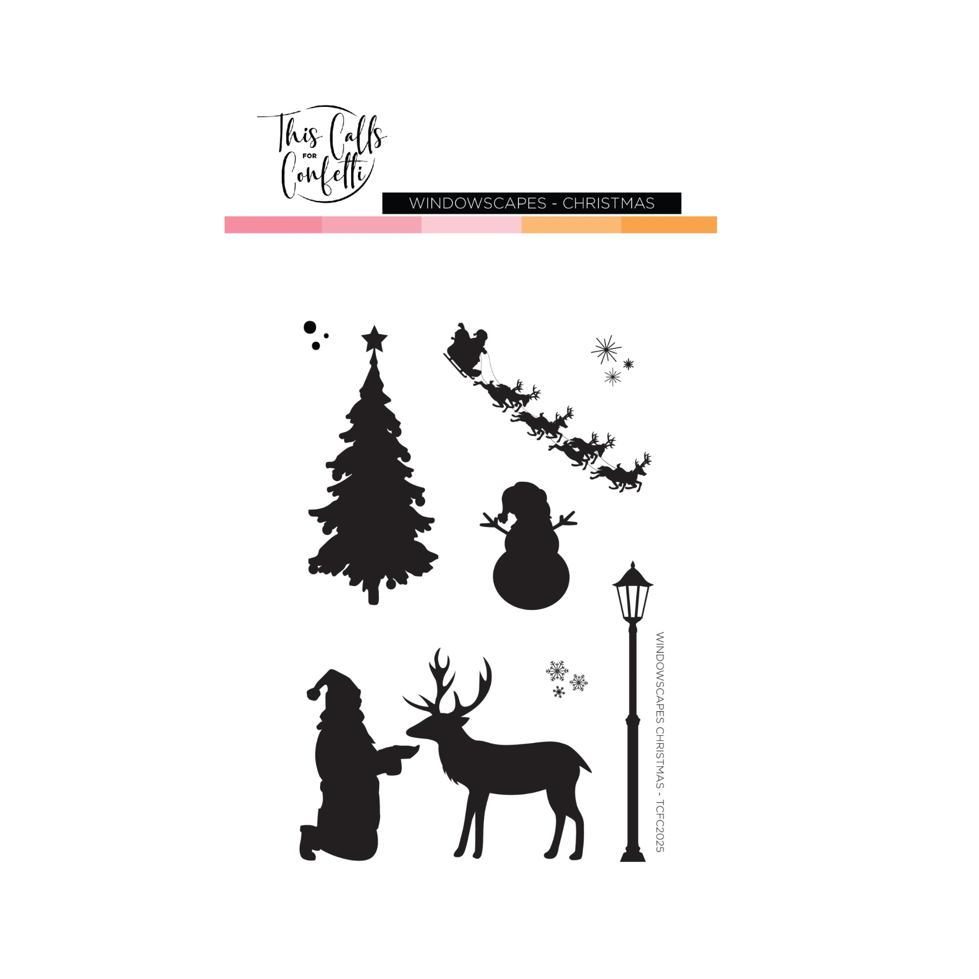 This Calls For Confetti Windowscapes Christmas Clear Stamp Die and Stencil Set image 1