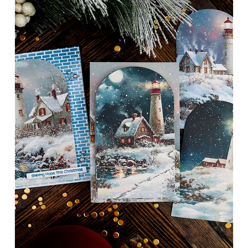 This Calls For Confetti Windowscapes Coastal Christmas Ephemera Pack snow