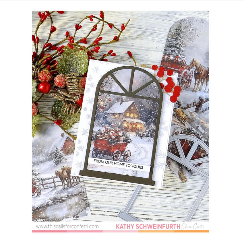 This Calls For Confetti Windowscapes Country Christmas Ephemera Pack snowing