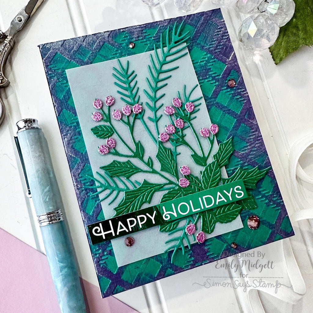 Simon Says Stamp Embossing Folder Thread Plaid sf444 Stamptember Christmas Card | color-code:ALT03