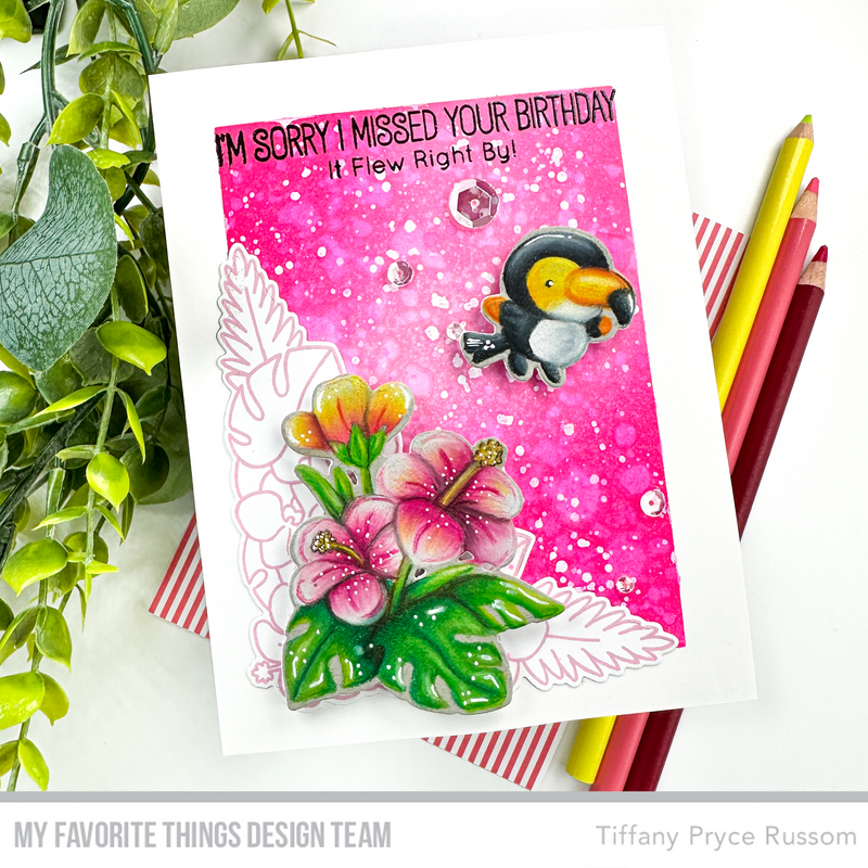 My Favorite Things Tropical Toucans Clear Stamps and Dies I'm Sorry I Missed Your Birthday | color-code:alt2