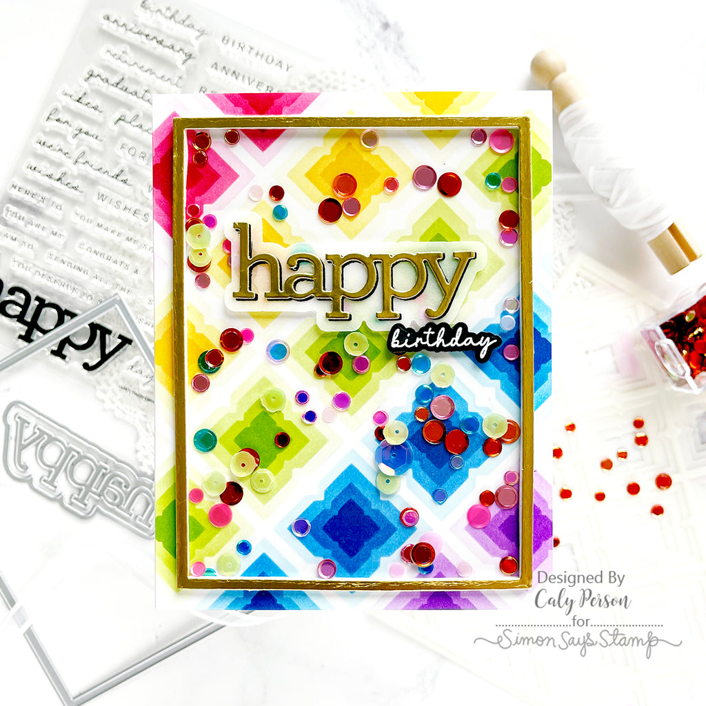 Simon Says Stamp Stencils Tiled Art 1020mt Be Bold Birthday Card | color-code:ALT04