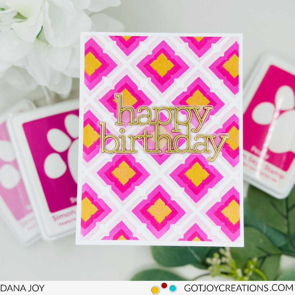 Simon Says Stamp Stencils Tiled Art 1020mt Be Bold Birthday Card
