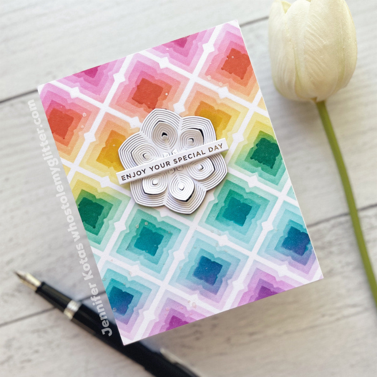 Simon Says Stamp Stencils Tiled Art 1020mt Be Bold Birthday Card | color-code:ALT01