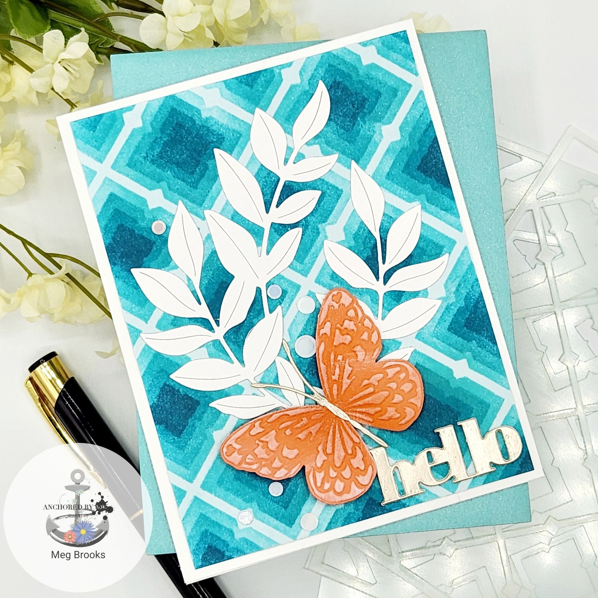 Simon Says Stamp Stencils Tiled Art 1020mt Be Bold Hello Card