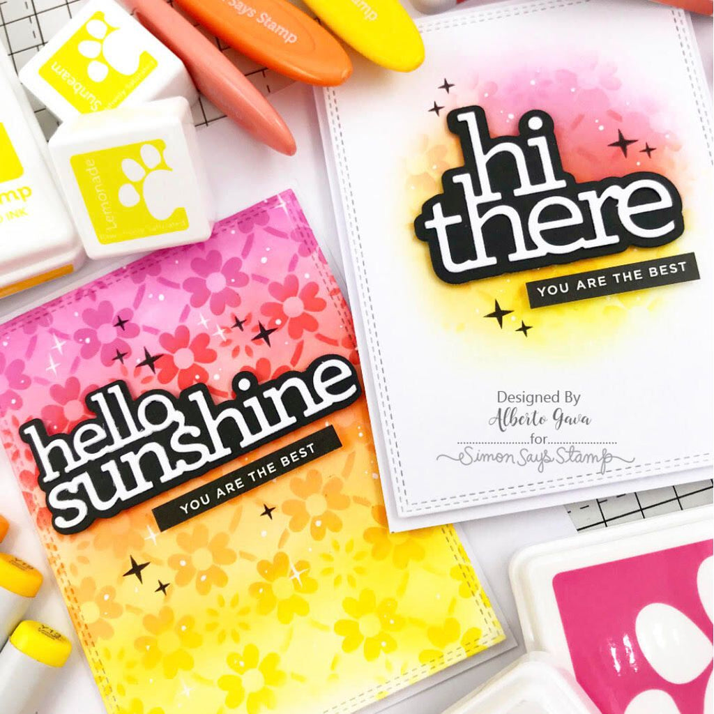 Simon Says Stamp Stencils Tiled Posy 1019st Celebrate Hello Cards | color-code:ALT08