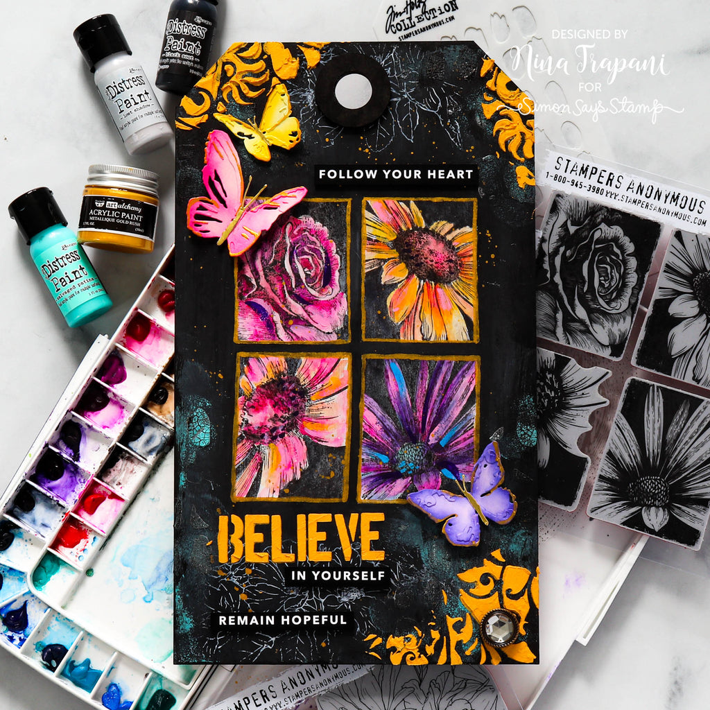 Tim Holtz Flip Top Distress Paint LOST SHADOW January 2023 Ranger tdf82729 Believe In Yourself Gallery Tag | color-code:ALT02