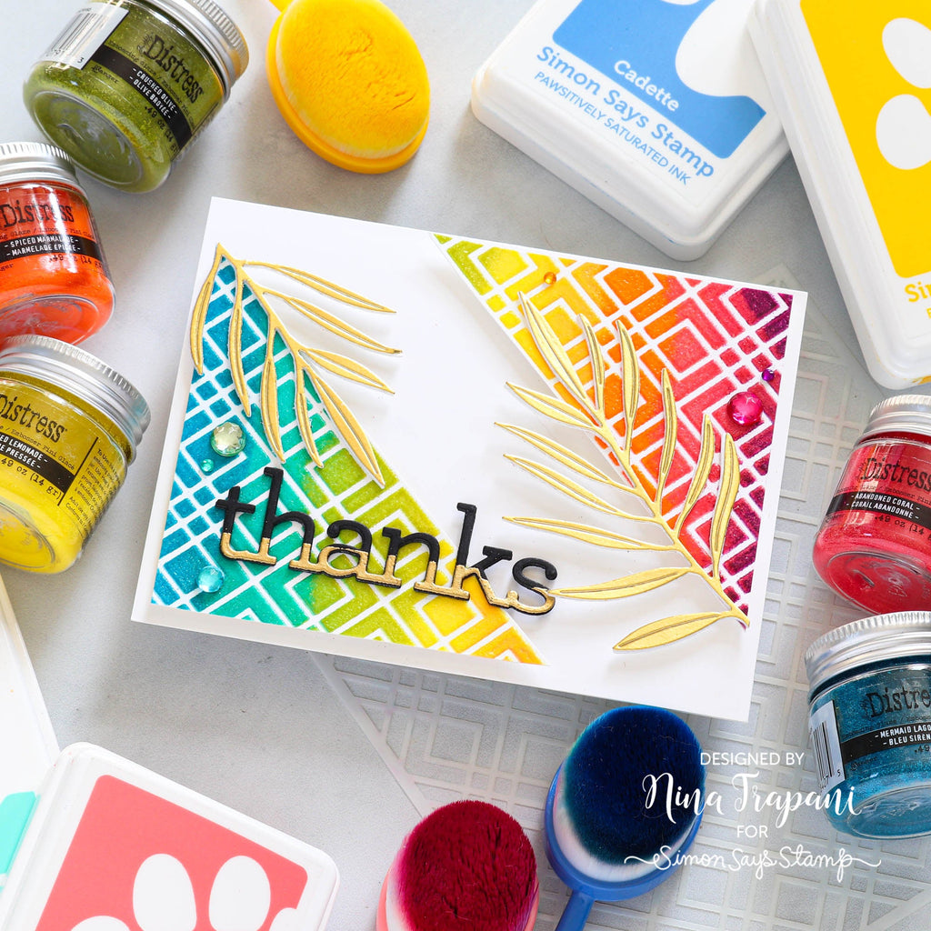 Tim Holtz Distress Embossing Glaze Aged Mahogany Ranger tde79132 Nina Trapani Thanks Card