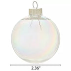 Tim Holtz Alcohol Ink And Iridescent Fillable Ball Ornaments Bundle Bauble Close Up with measurement