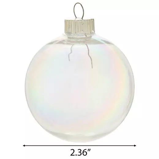 Tim Holtz Alcohol Ink And Iridescent Fillable Ball Ornaments Bundle Bauble Close Up with measurement