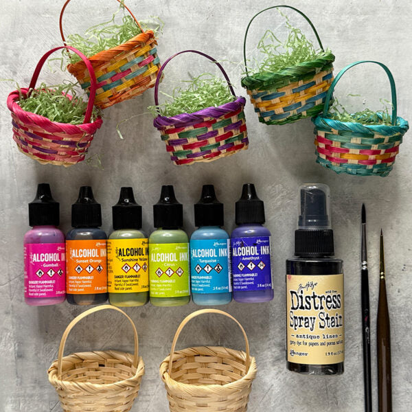 Tim Holtz Alcohol Ink Sunshine Yellow Ranger TAB25559 Easter Mini Baskets | color-code:ALT02