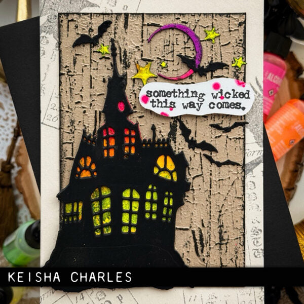 Tim Holtz Alcohol Neon Ignite Ranger tan91752 Haunted House Card | color-code:ALT08