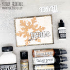 Tim Holtz Brushed Pewter Distress Spritz tdu94654 Metallic Peace Snowflake Card by Miriam Prantner