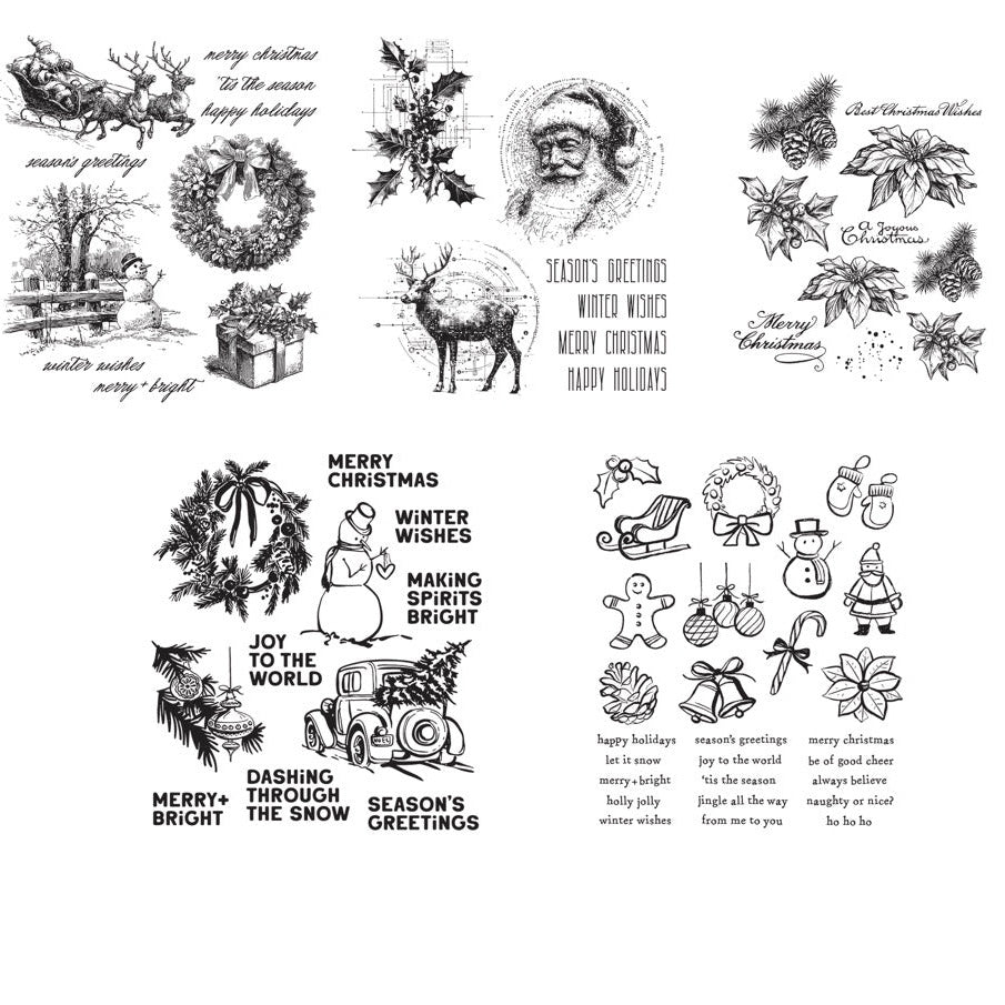 Tim Holtz Christmas 2026 Release I Want It All Cling Stamp Bundle