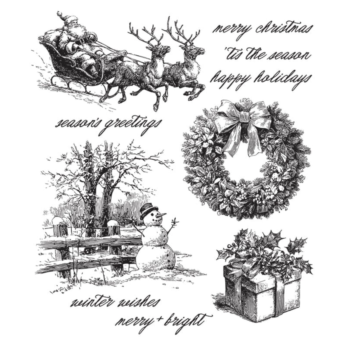 Tim Holtz Christmas 2026 Release I Want It All Cling Stamp Bundle product image 1