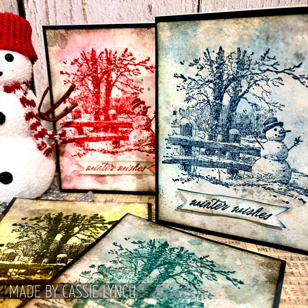 Tim Holtz Christmas 2026 Release I Want It All Cling Stamp and Stencil Bundle winter wishes snowman cards cassie lynch