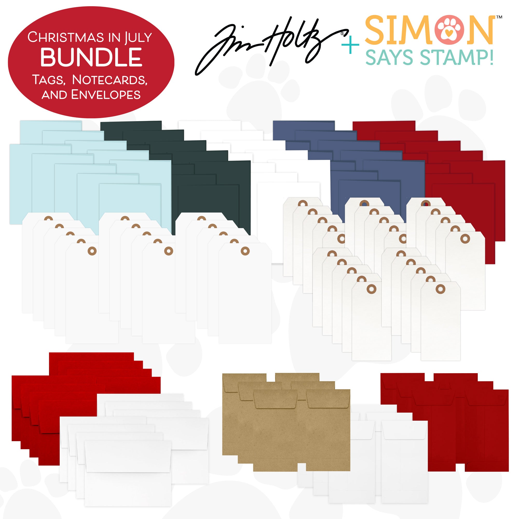 Tim Holtz Christmas in July Simon Says Stamp Notecards Tags and Envelopes