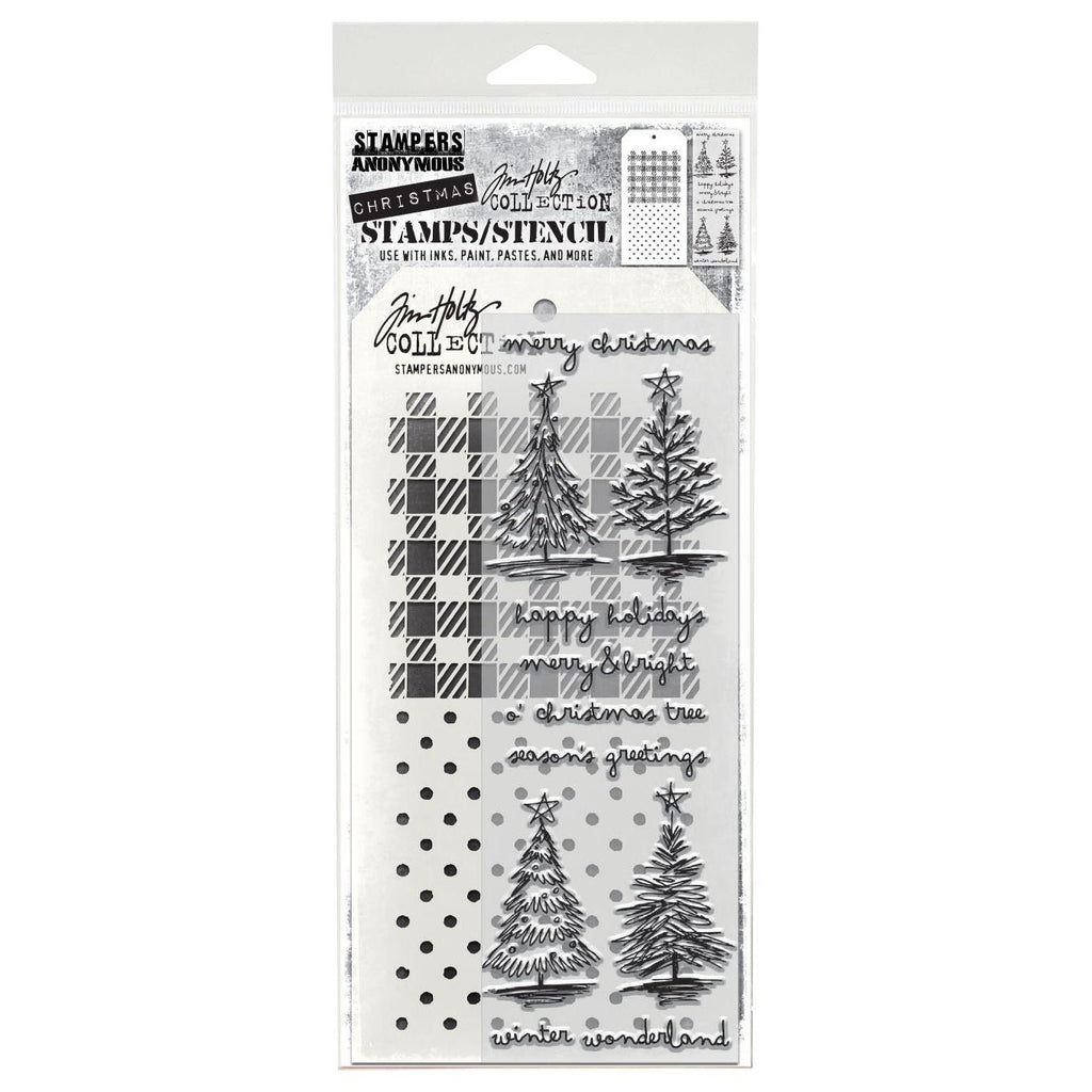 Tim Holtz Clear Stamps and Scribbly Christmas, Gingham, Polkadots thmm178