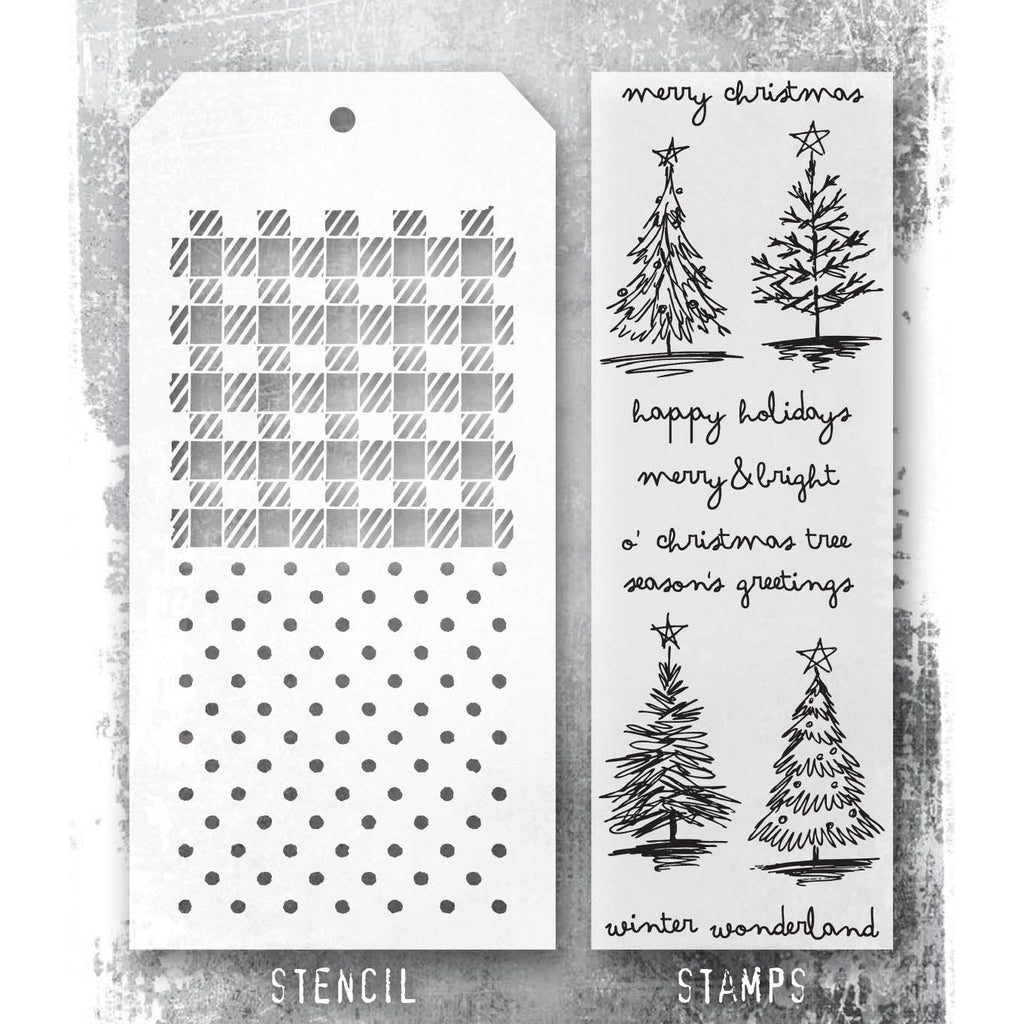 Tim Holtz Clear Stamps and Scribbly Christmas, Gingham, Polkadots thmm178 product image