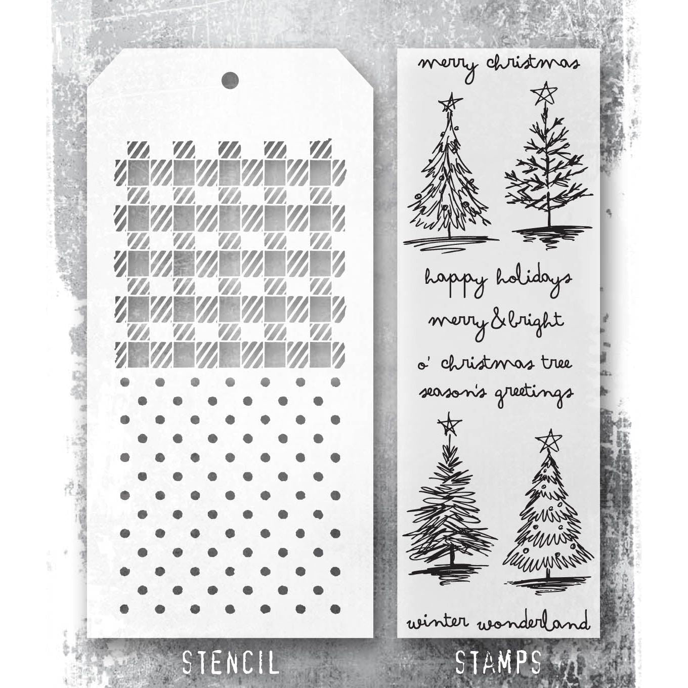 Tim Holtz Clear Stamps and Scribbly Christmas, Gingham, Polkadots thmm178 product image