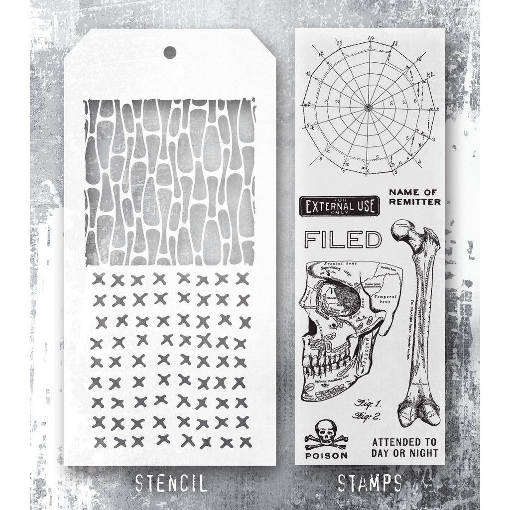 Tim Holtz Clear Stamps and Stencil Anatomy, Cells, Stitches thmm197 image 1