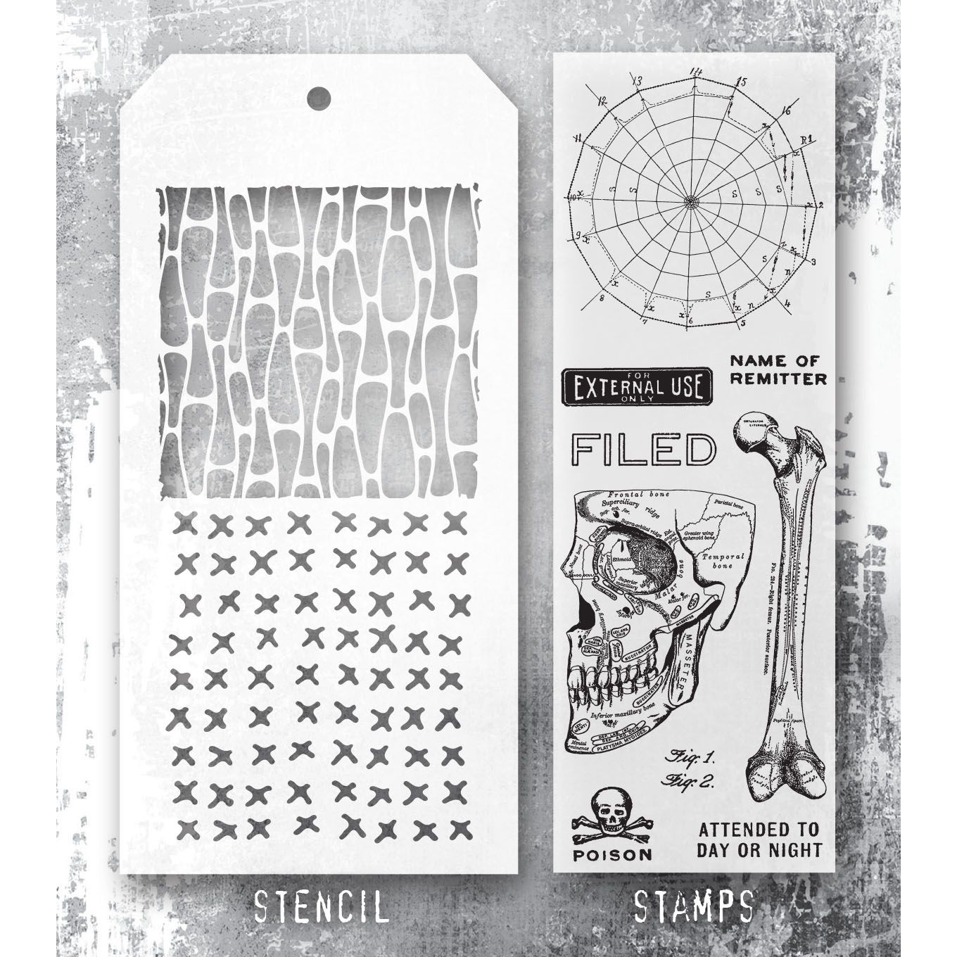 Tim Holtz Clear Stamps and Stencil Anatomy, Cells, Stitches thmm197 image 1