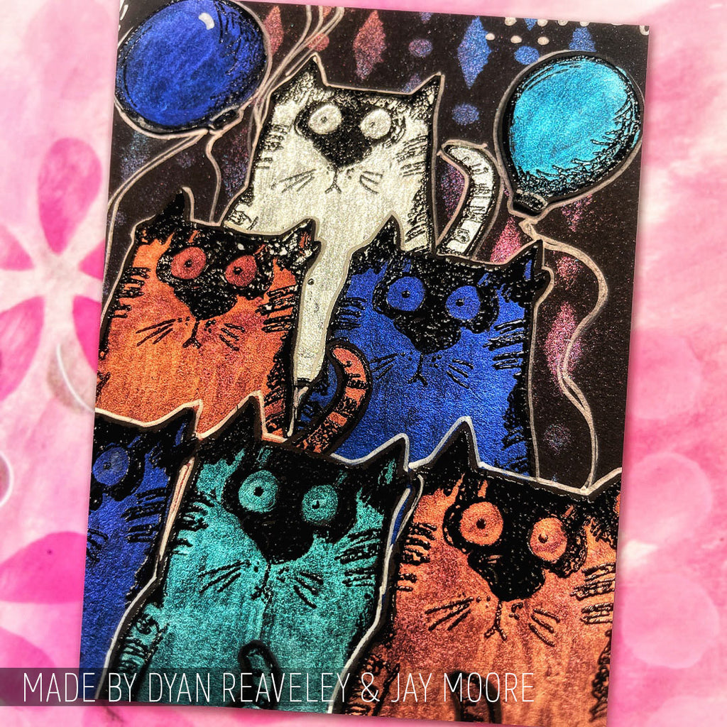 Tim Holtz Clear Stamps and Stencil Birthday, Diamond Dot and Stars thmm143 cats