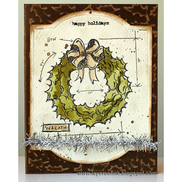 Tim Holtz Clear Stamps and Stencil Blueprint Christmas 1, Twinkle, Flurries thmm191 wreath