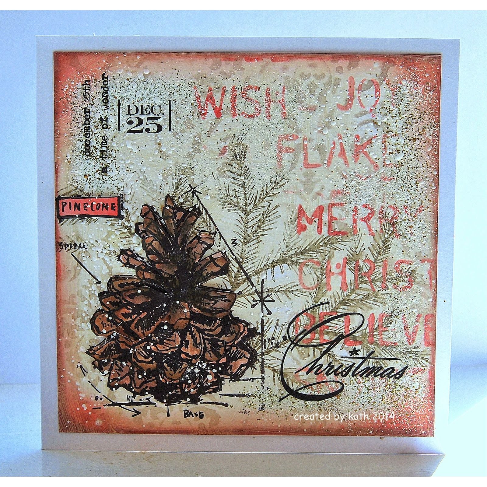 Tim Holtz Clear Stamps and Stencil Blueprint Christmas 2, Plaid, Nordic thmm192 pinecone