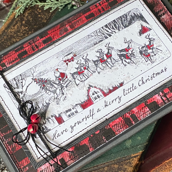 Tim Holtz Clear Stamps and Stencil Blueprint Christmas 2, Plaid, Nordic thmm192 santa